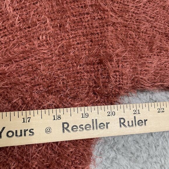 Sadie And Sage Front Twist Fuzzy Sweater Rust Orange Color Size M - Picture 5 of 6